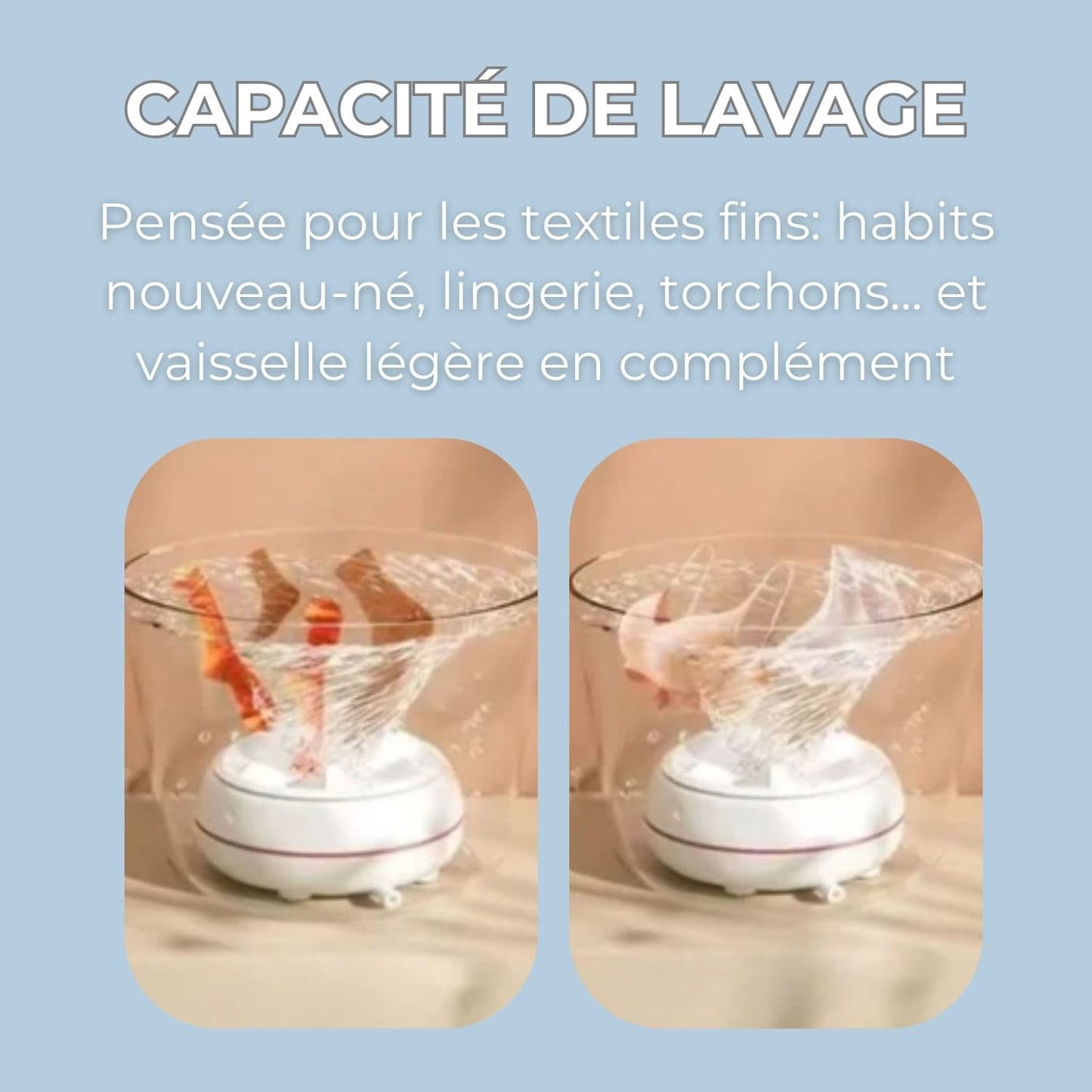 Mini machine à laver portable, lave partout & sans effort